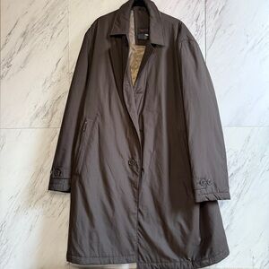 Quattro Brown Gray Trench Overcoat SZ 44R